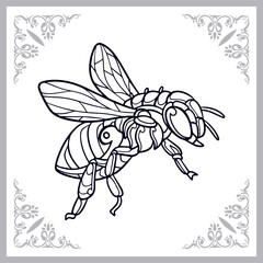 Honey bee zentangle arts isolated on white background