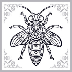 Honey bee zentangle arts isolated on white background