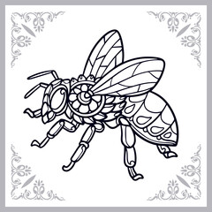 Honey bee zentangle arts isolated on white background