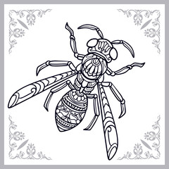 Honey bee zentangle arts isolated on white background