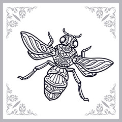 Honey bee zentangle arts isolated on white background