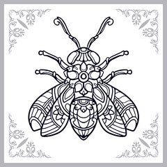 Honey bee zentangle arts isolated on white background