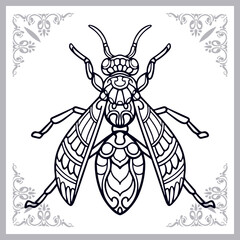 Honey bee zentangle arts isolated on white background