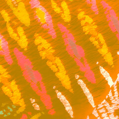 Ikat Print Desgin. Green Tiles Watercolor. Grunge
