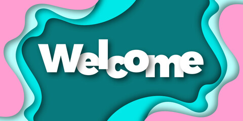 Welcome banner with layers, shadows and pastel colors