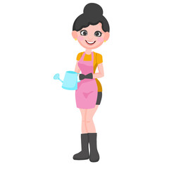 woman farmer, agricultural Cartoon character illustrations