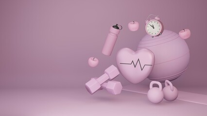pink 3d healthy lifestyle background