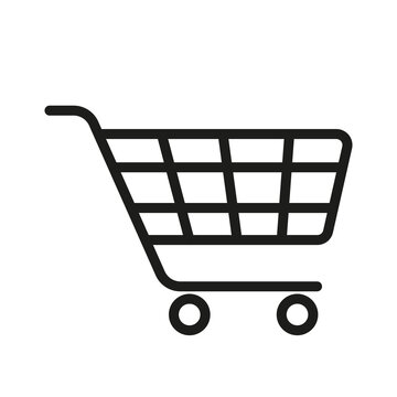 Shopping cart or trolley outline vector icon for webpages and print