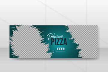 Delicious food menu social media cover design template, modern and flat restaurant business timeline cover with a light green background, social media post, web banner