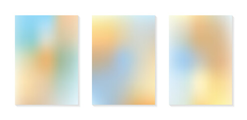 Naklejka premium A collection of trendy colorful vector gradient set illustrations. Modern template design, grainy texture. For fliers, social media posts, screens, mobile apps, covers, wallpapers and branding.