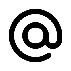 At or mail sign black and white vector outline icon