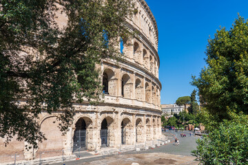 Fototapeta na wymiar Photo of the east side of the Colosseum (Via Labicana) in Rome