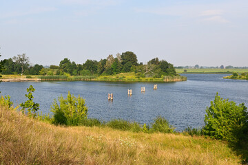 Fototapeta na wymiar Vistula river in Poland, summer landscape of the river and surrounding vegetation