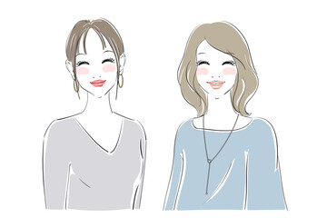 Fototapeta premium きれいな女性二人の表情パターン スキンケア
