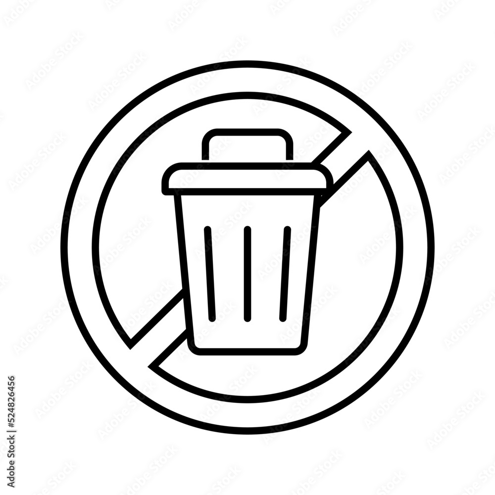 Poster do not put trash in the trash can icon. vector.