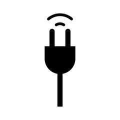 Electrical outlet and radio wave silhouette icon. Vector.