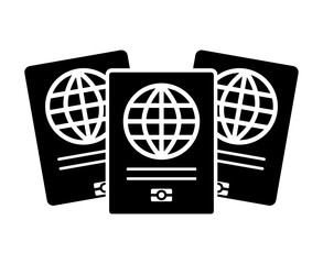 Multiple passport silhouette icons. Proof item for international travel. Vector.