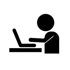 Laptop desk work silhouette icon. Vector.