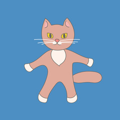 Children vector illustration. Jumping or flying little cat or kitten