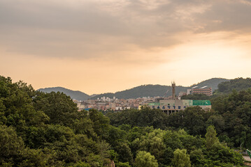Fototapeta na wymiar Peaceful Village in Korea with Sunset View