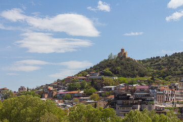 Fototapeta na wymiar View of the Tabori Monastery, built on a hill in Tbilisi. Georgia country
