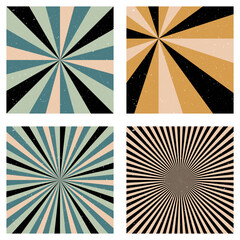 Astonishing vintage backgrounds. Abstract sunburst covers with radial rays. Cool vector illustration.