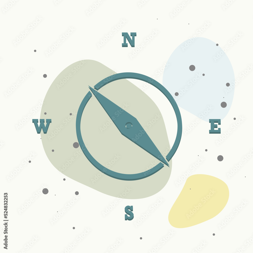 Poster vector icon of the compass. illustration of a compass symbol for determining the sides of the world 