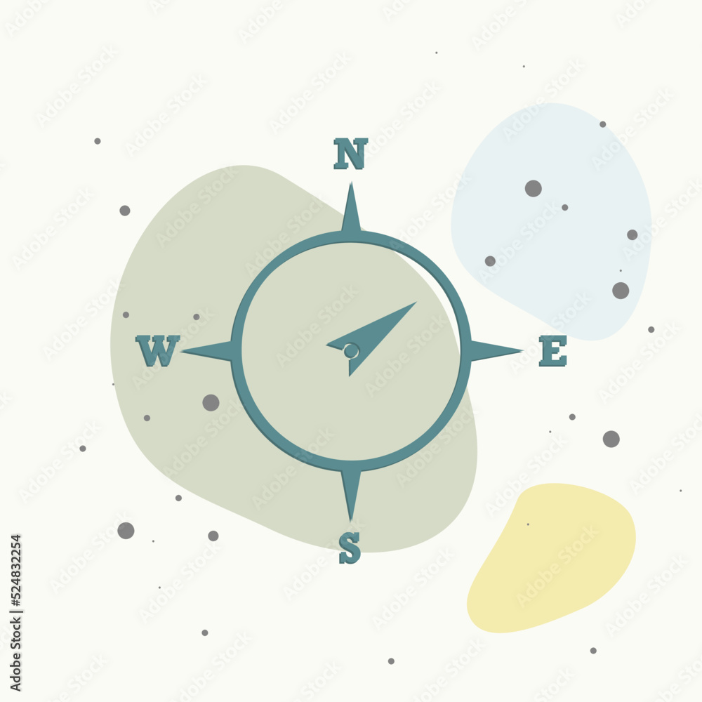 Poster vector icon of the compass. illustration of a compass symbol for determining the sides of the world 