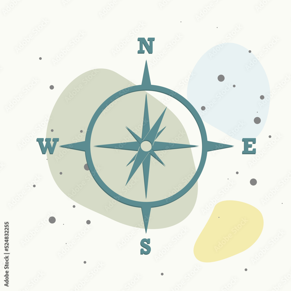 Poster vector icon of the compass. illustration of a compass symbol for determining the sides of the world 