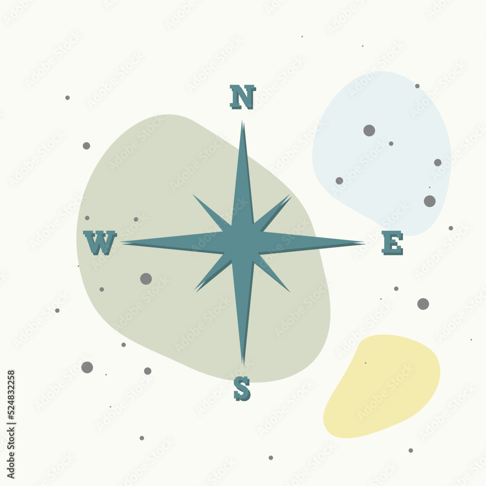 Poster vector icon of the compass. illustration of a compass symbol for determining the sides of the world 