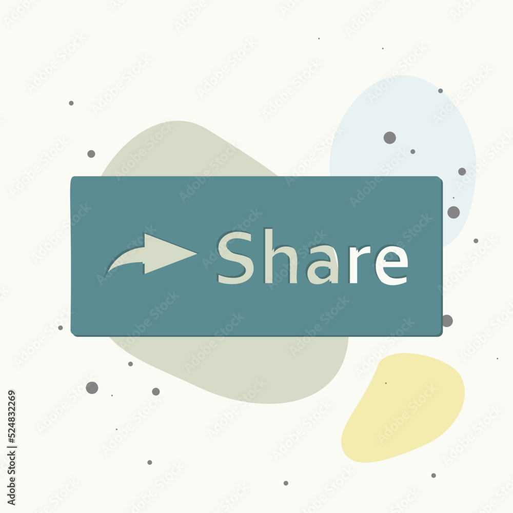 Aufkleber share button icon on multicolored background.