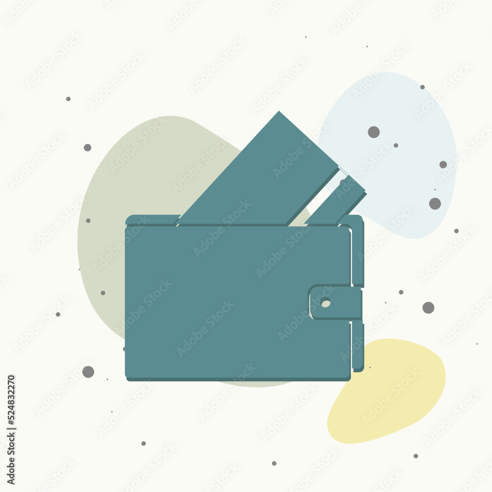 Poster wallet vector icon on multicolored background.