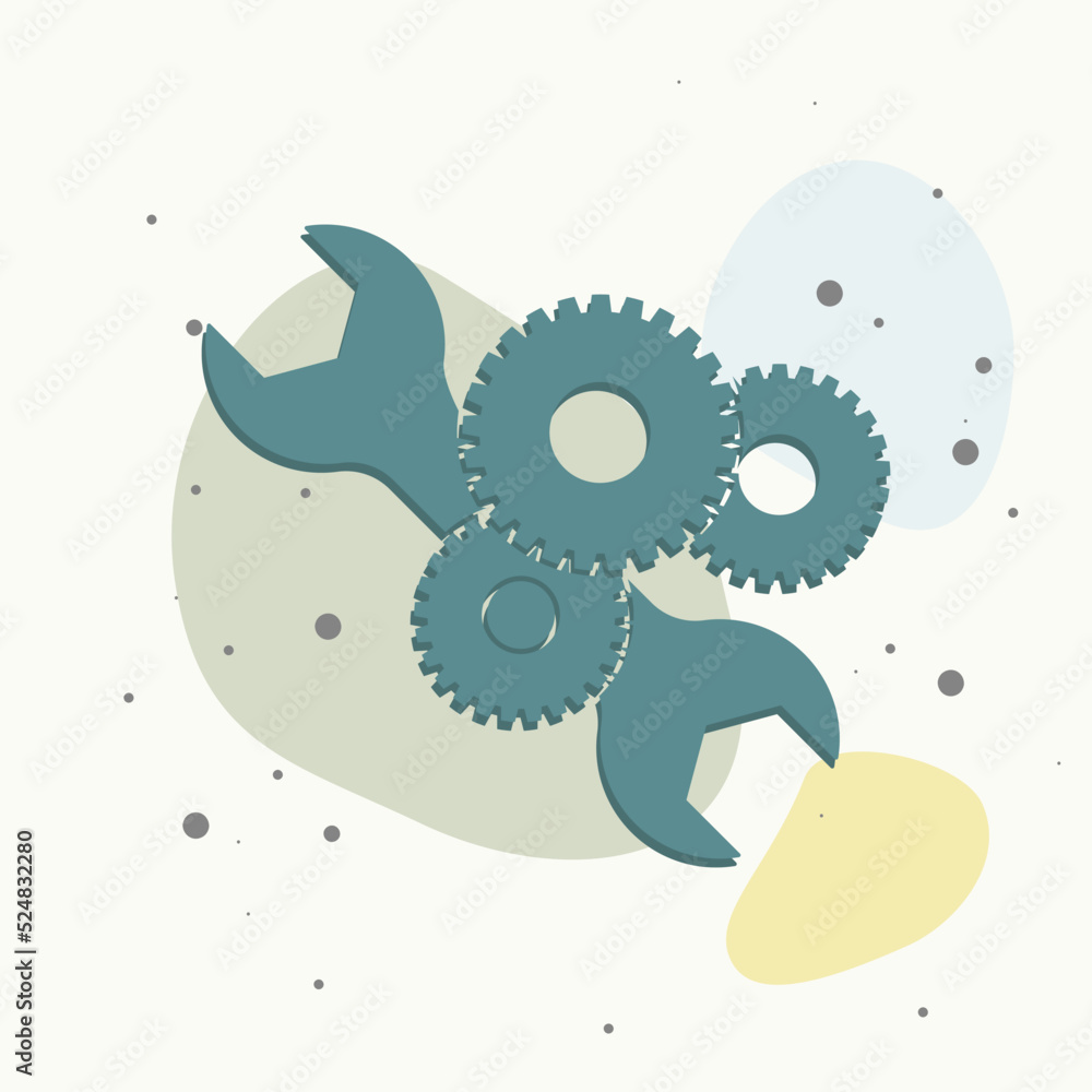 Poster service tool vector icon on multicolored background.
