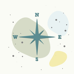 Fototapeta premium Vector icon of the compass. Illustration of a compass symbol for determining the sides of the world on multicolored background.