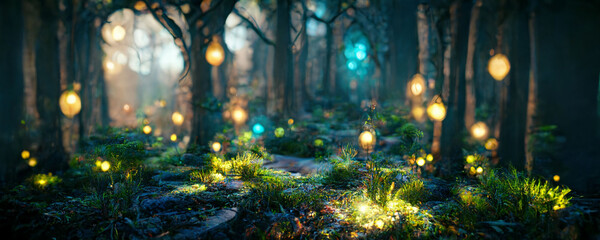 森, 木, 自然, 風景, 光, かすみ, 公園, 緑, 神秘的, ファンタジー, 妖精, 魔法の森, 神秘的な森, クリスマス, 季節, 装飾物,forest trees nature landscape light haze park green mystical fantasy fairy magic forest mystical forest christmas season ornam