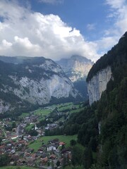 Fototapeta na wymiar New Lauterbrunnen valley panorama, Swiss Alps, Switzerland, summer 2022. Most beautiful Swiss landscape photos and famous Switzerland tourist spots. Alpine scenery