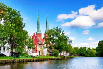 The Lübeck Cathedral with Trave river