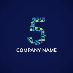 Number five logo design. Vector illustration