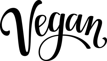 Vegan black handwritten lettering. Label, tag or stamp. Vector illustration