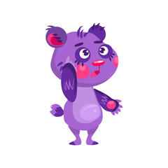Confused bear . Character design. Can be used for branding, graphic design, product for children, stickers for social network. Isolated vector  illustration on white background.