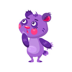 Obraz na płótnie Canvas Pensive bear . Character design. Can be used for branding, graphic design, product for children, stickers for social network. Isolated vector illustration on white background.