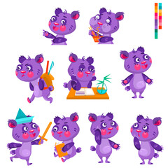 Fototapeta premium Set of cute bears. Character design. Can be used for branding, graphic design, product for children, stickers for social network. Isolated vector illustration on white background.