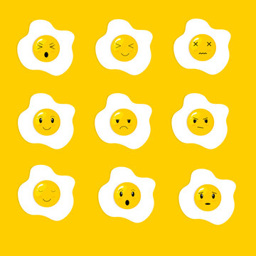 Funny eggs with different emotions