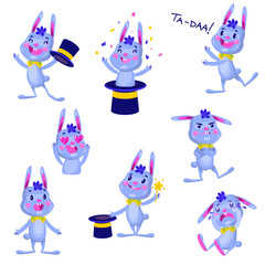 Set of cute bunnies. Character design. Can be used for branding, graphic design, product for children, stickers for social network. Isolated vector  illustration on white background.