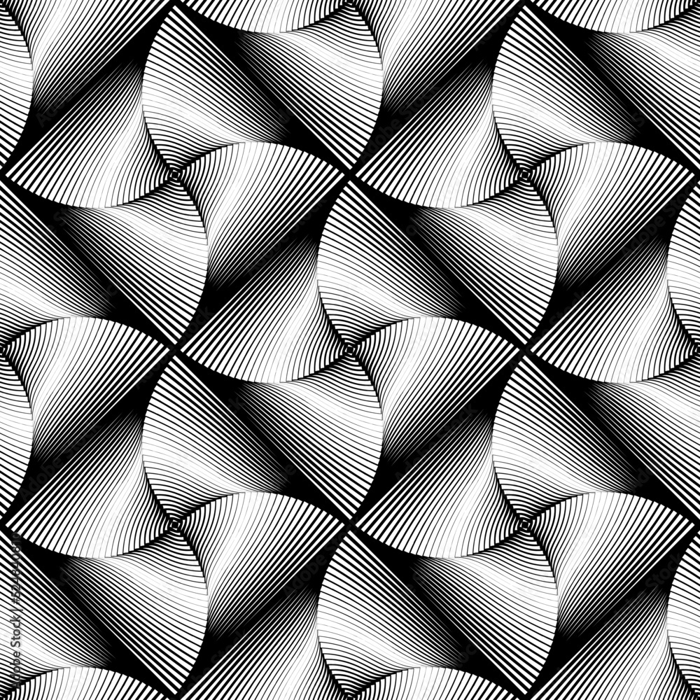Wall mural abstract seamless checked op art pattern. lines texture.