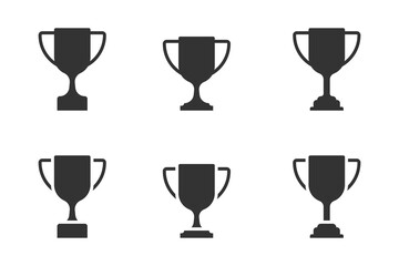 Winning trophy set. Champion's cup icon. Flat vector illustration.