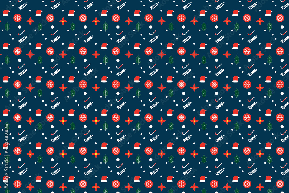 Poster christmas pattern texture vector for wrapping papers and backgrounds. endless pattern decoration wit
