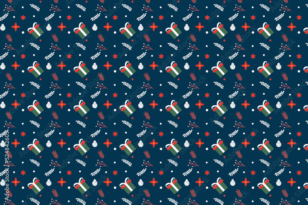 Poster seamless abstract pattern decoration for christmas event. xmas minimal pattern design with gifts and
