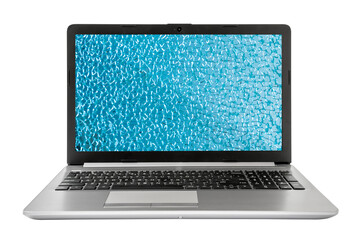 Laptop with a broken blue screen