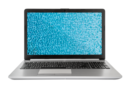Laptop with a broken blue screen